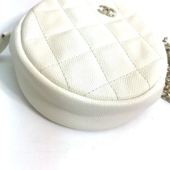 AUTHENTIC CHANEL CC Mark Pochette Matelasse Quilted Round Chain Bag - Picture 5 of 13